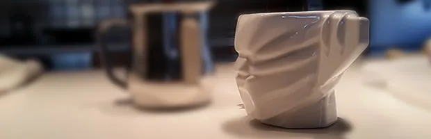Jeeg Mug: a Jeeg-head shaped coffee mug printed in 3d